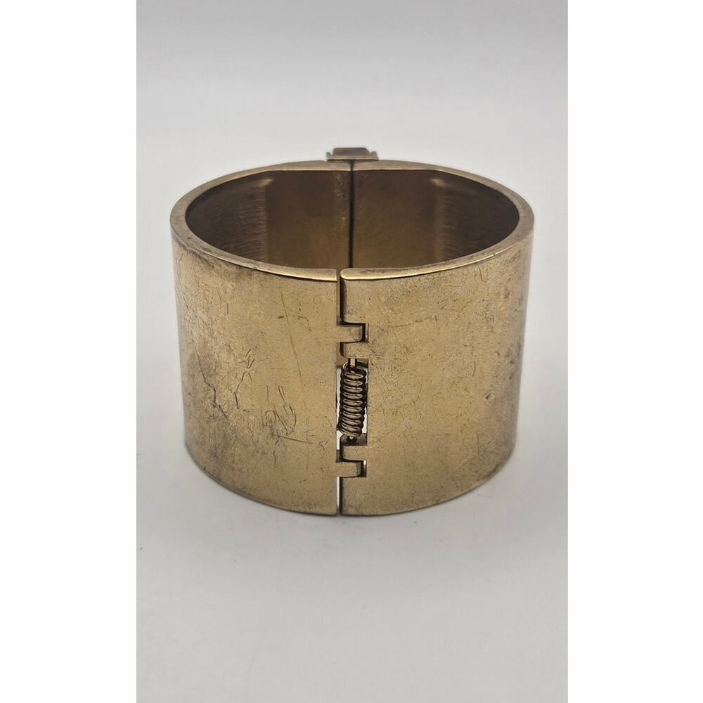 Ann Taylor Chunky Distressed Gold Metal Bar Cuff Bracelet - Picture 5 of 7